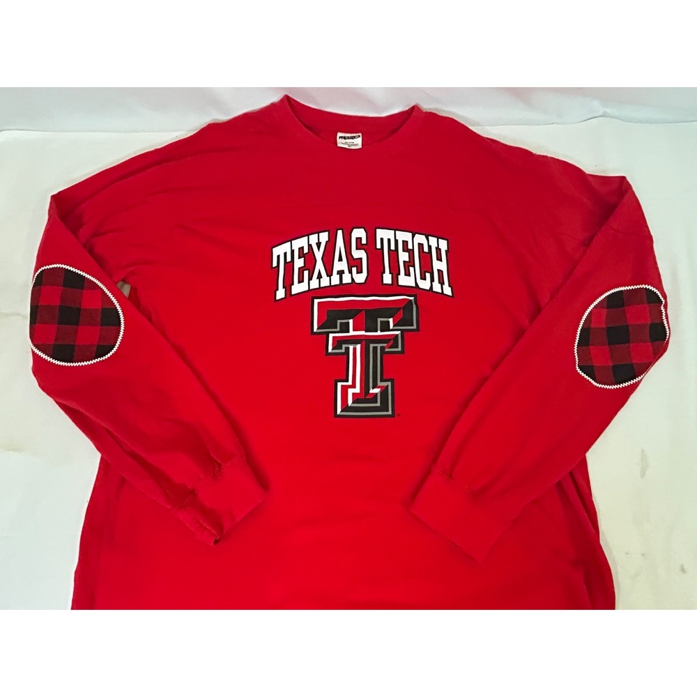Texas Tech Red Raiders Pressbox Long Sleeve Plaid Elbow Patch Shirt Men's Sz XL